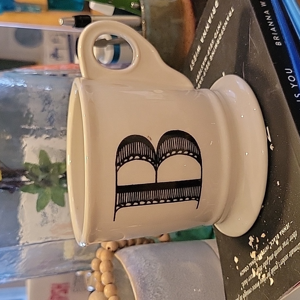 Anthropologie Classic monogram 'B' mug Shaving cream style